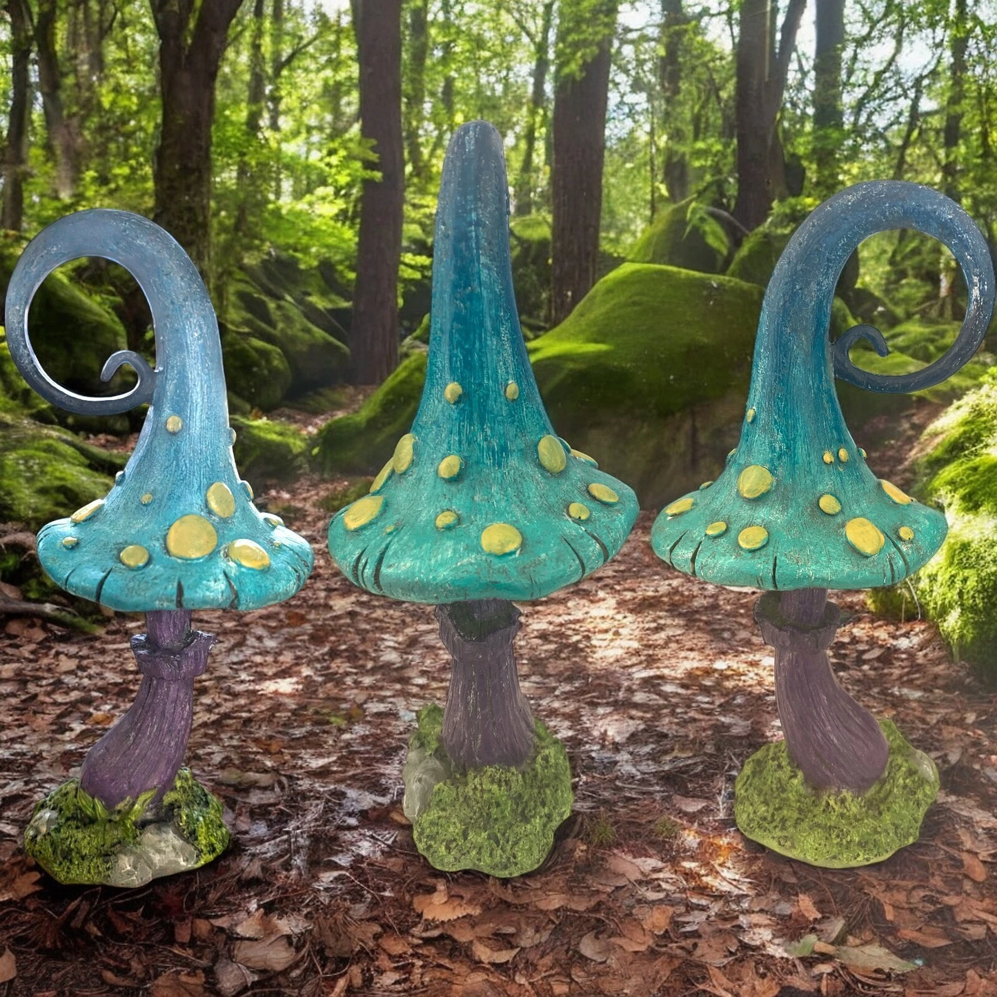 Teal Mystical Toadstool Garden Ornament - Fairy Garden - Mushroom - Forager gift