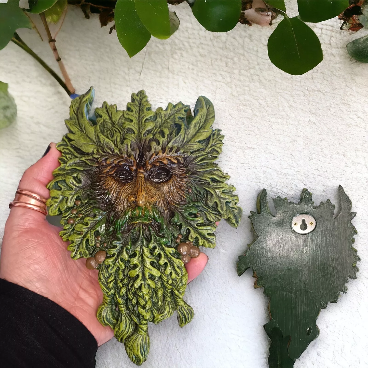 20cm Small Green Man Plaited Beard Wall Plaque