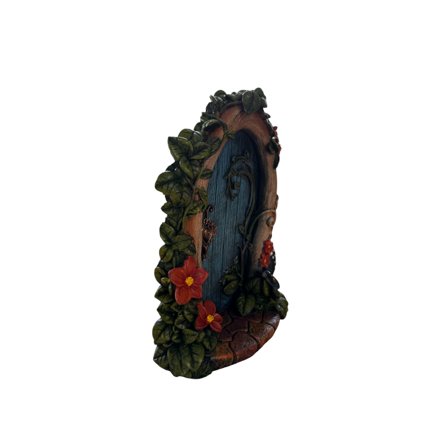 Large Blue Fairy Door With Leaves Flowers Butterfly- Pixie Woodland Decor Magic