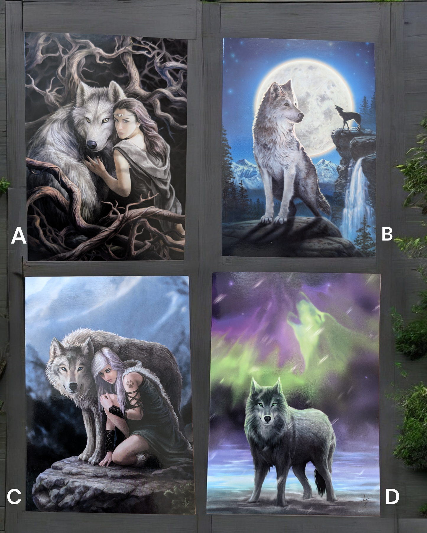 Wolf Blank Greeting Card - Anne Stokes Art Soul Bond, Blue Moon, Aura Wolf, Protector
