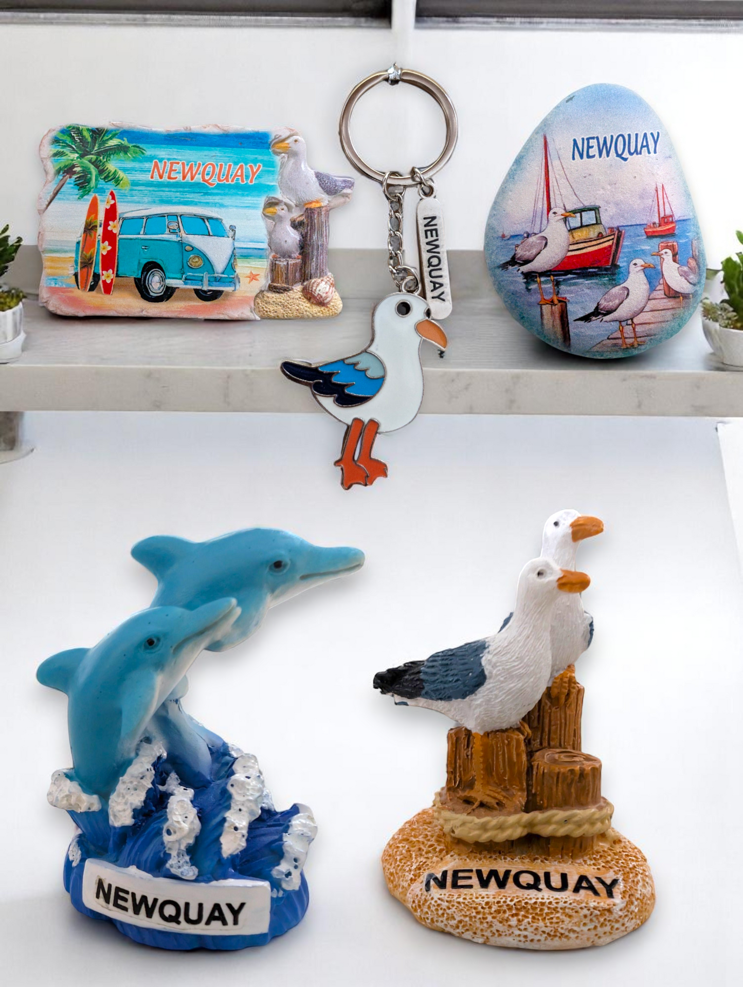 Newquay Cornwall Collectable Souvenirs Seagulls Dolphins Surf Harbour Beach Theme