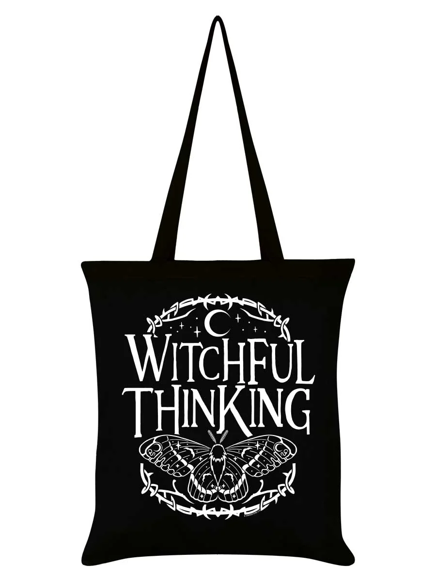 Witchful Thinking Black Tote Bag Pagan Witch Alternative Gift Nature Luna Moth