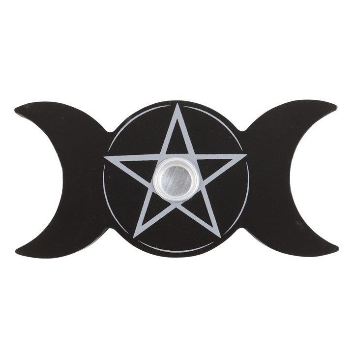 Triple Moon Spell Candle Holder, Pentagram Magic Wicca Witchcraft Altar Pagan