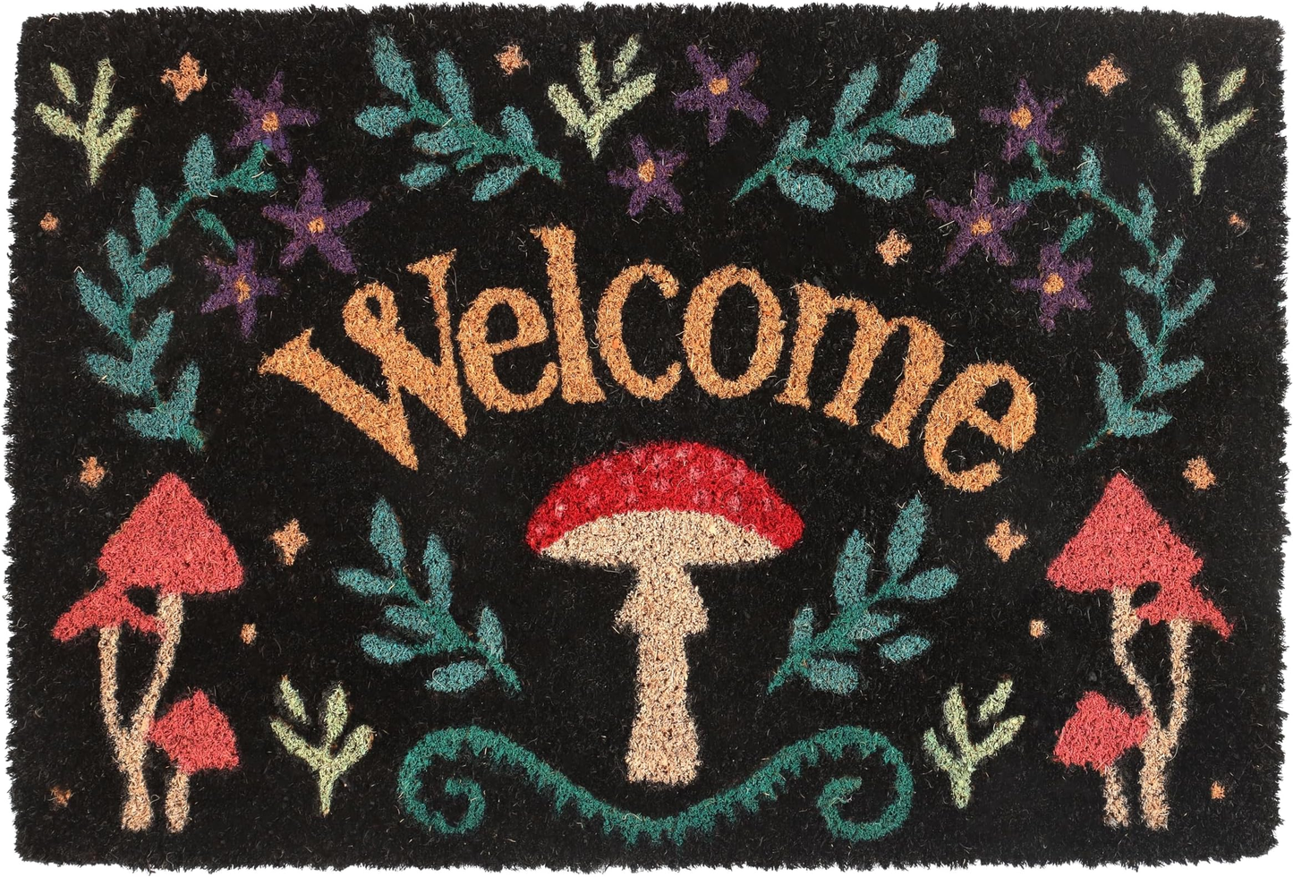 Black Dark Forest Doormat 60x40cm Mushroom Woodland Welcome Door mat
