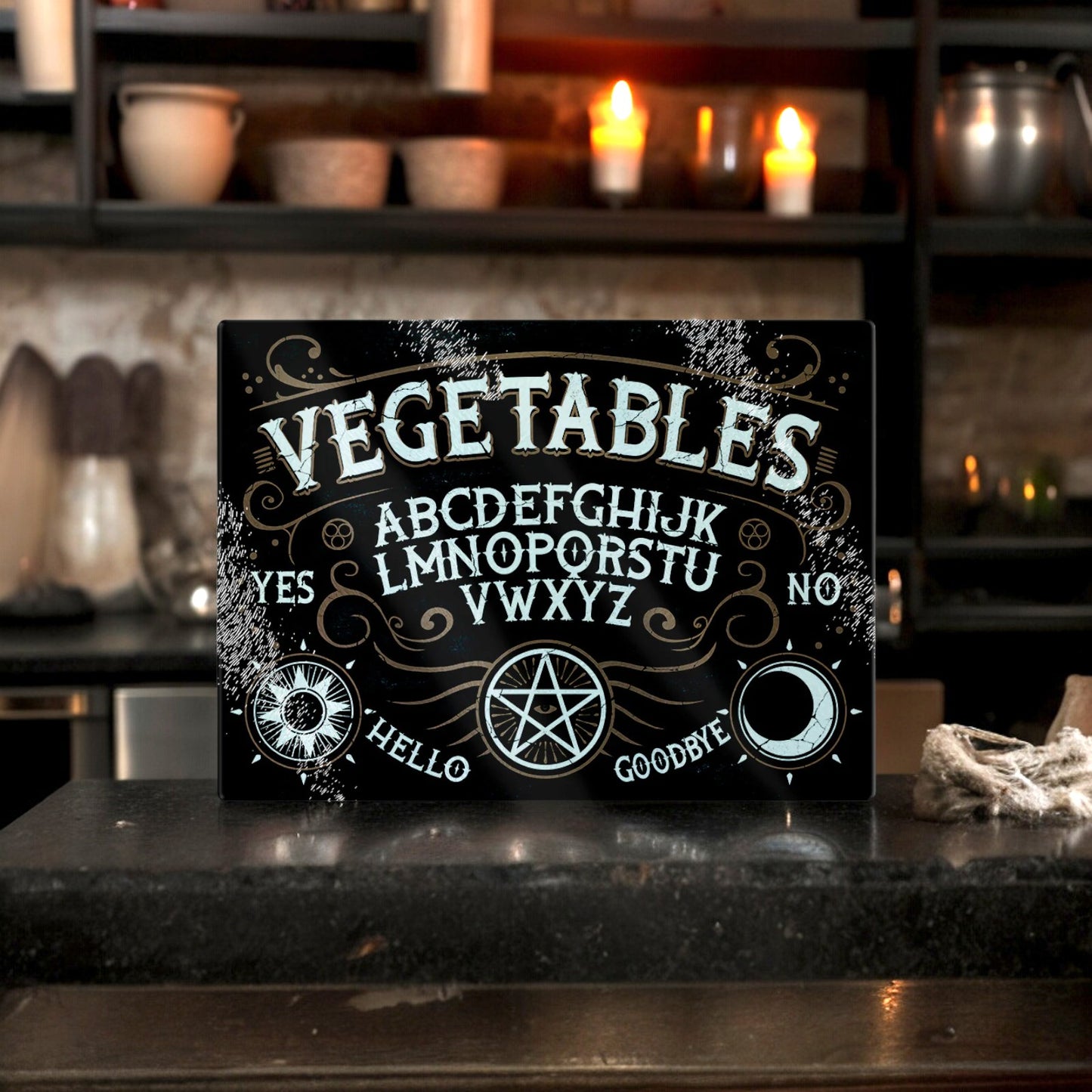 Rectangle glass ouija witchy chopping board