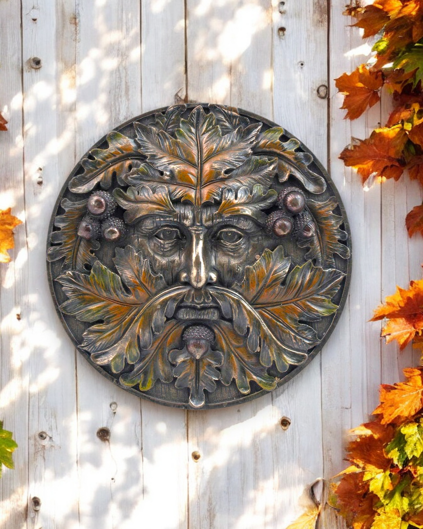 Bronzed Tree Spirit Wall Plaques Beltane Midsummer Autumn Winter