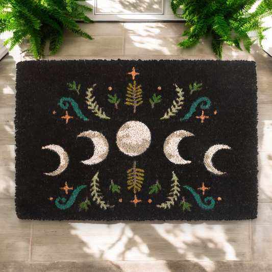 Black Dark Forest Moon Phase Doormat Door Mat Luna Nature 60x40cm