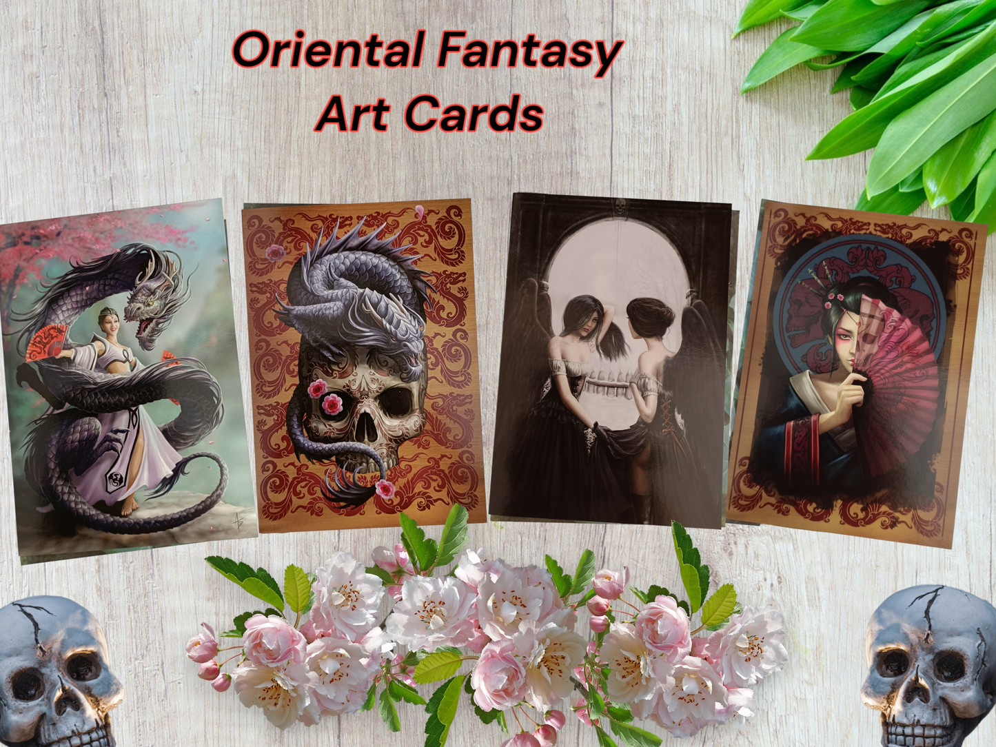 Oriental Fantasy Art Cards Dragons Skulls Geisha Blank Greeting Cards Anne Stokes Dashinvaine Chinese New Year of the Dragon