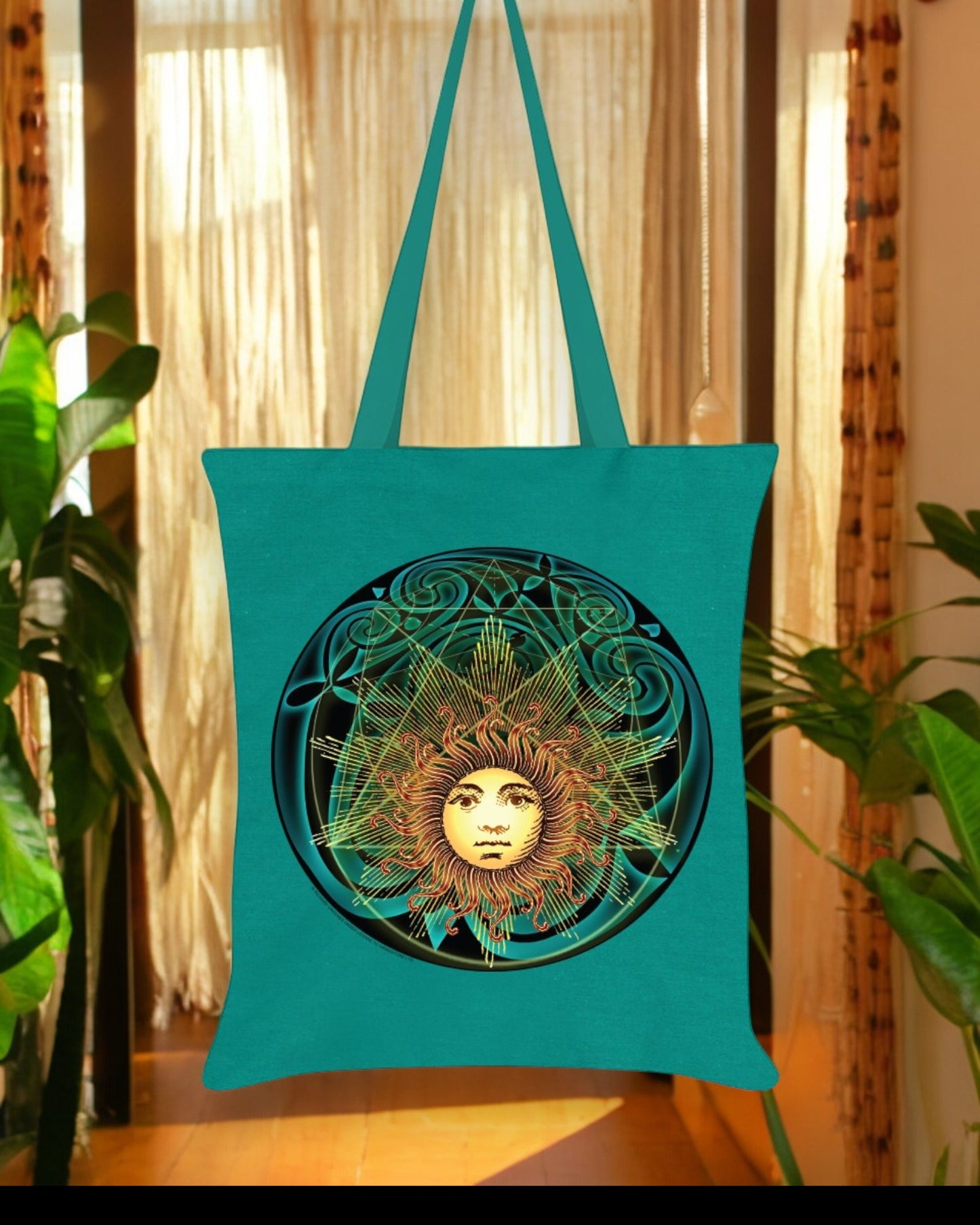 Solar Celtic Emerald Green Tote Bag