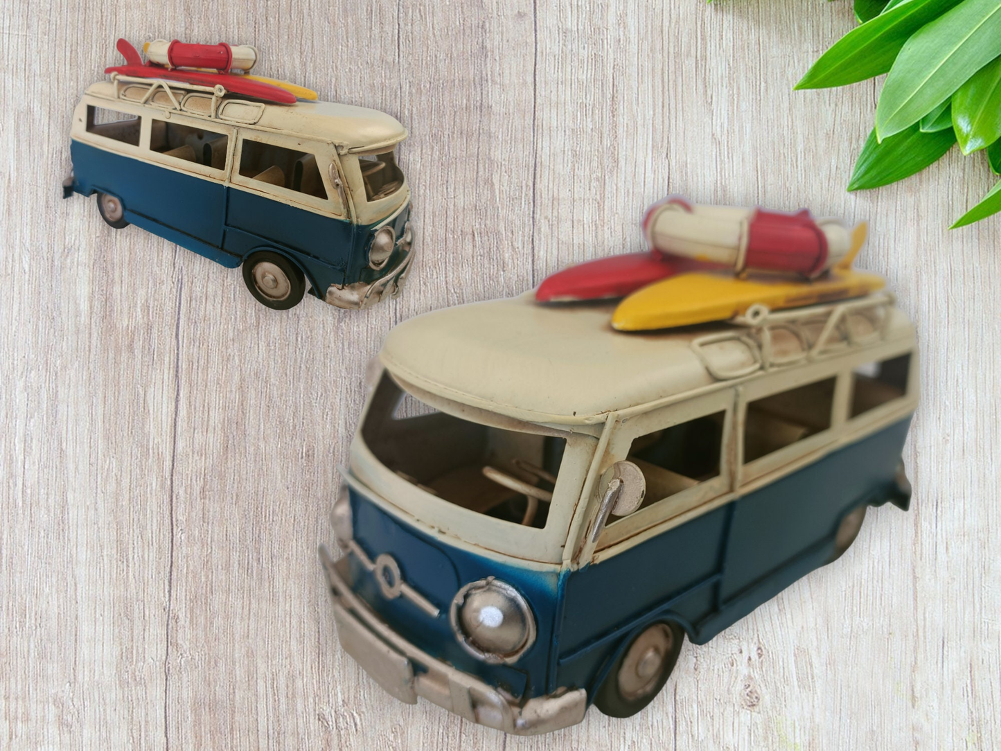 Metal 17cm VW Style Rustic Hand Painted Surf Campervan Model