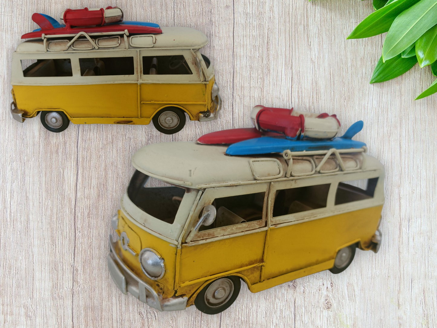 Metal 17cm VW Style Rustic Hand Painted Surf Campervan Model