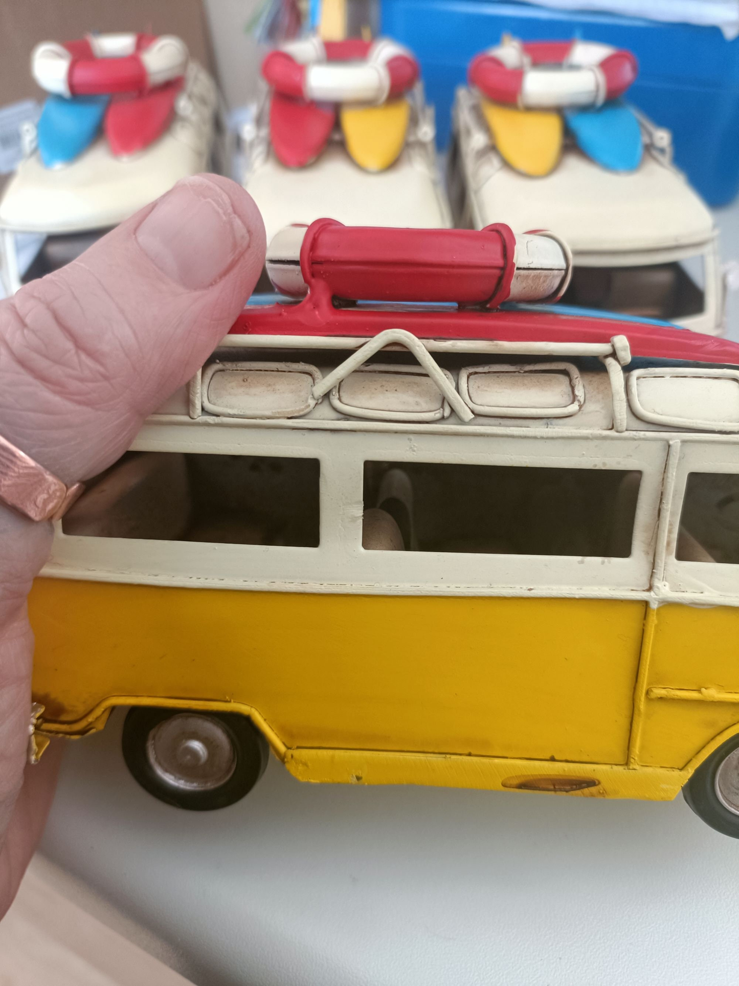 Metal 17cm VW Style Rustic Hand Painted Surf Campervan Model