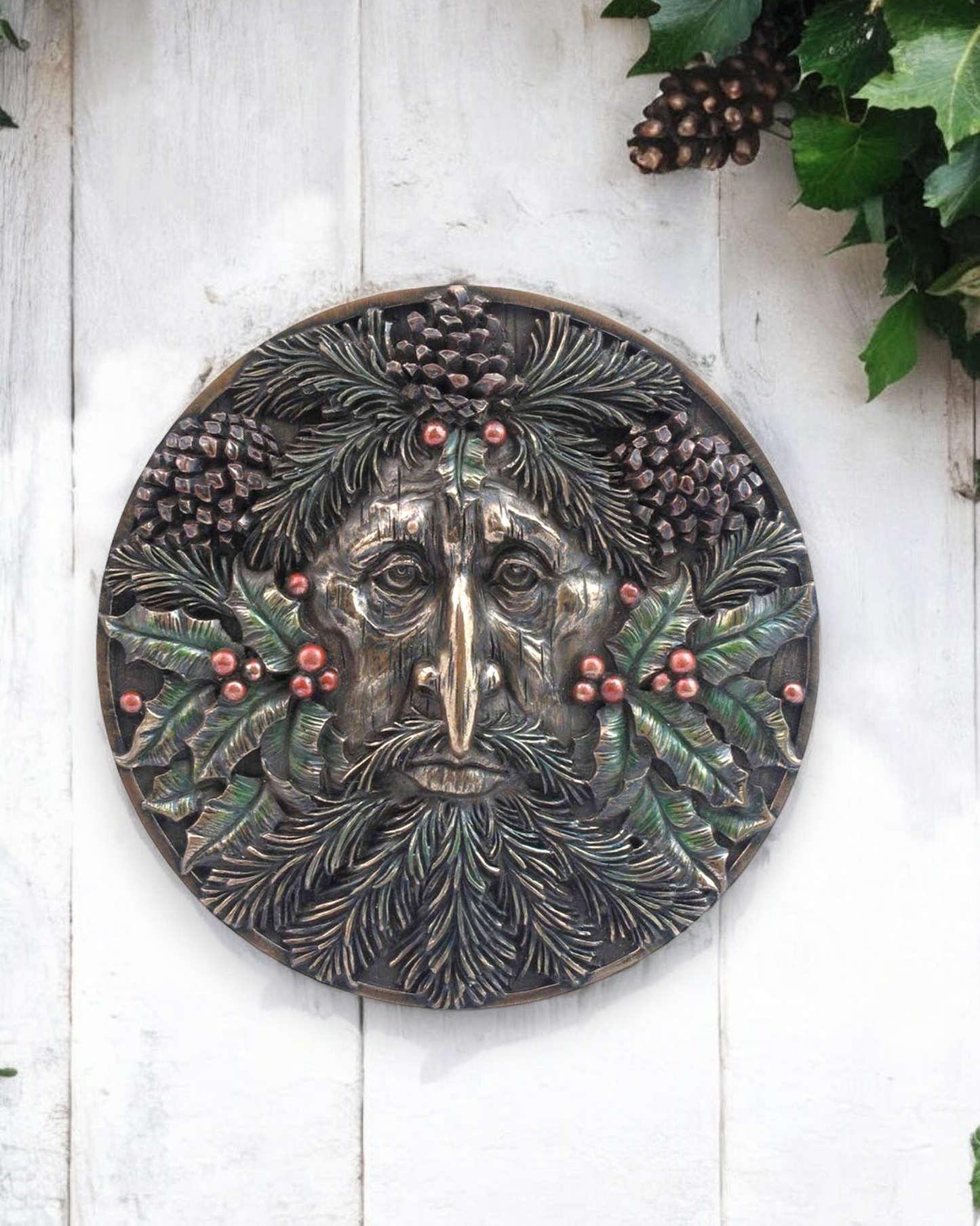 Bronzed Tree Spirit Wall Plaques Beltane Midsummer Autumn Winter