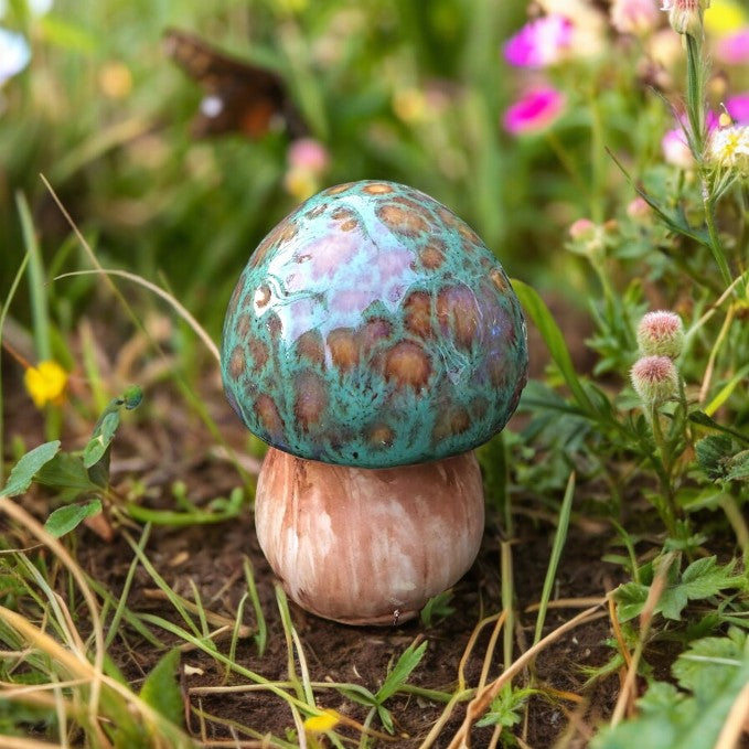 Small Green moss mushroom / toadstool garden ornament/ fairy garden.