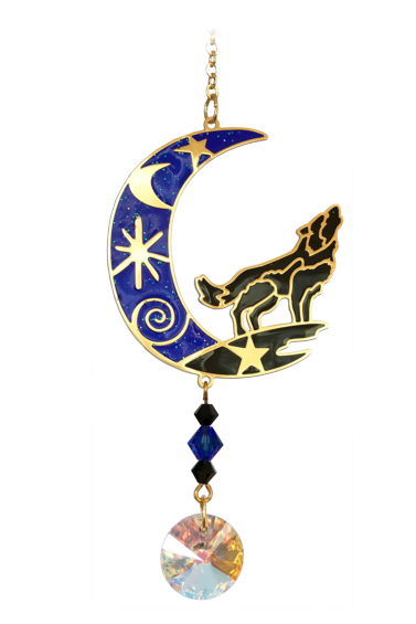 Crystal Dreams Carded Suncatchers Wolf Moon, Hamsa, Blackbird