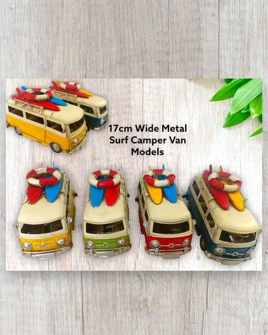 Metal 17cm VW Style Rustic Hand Painted Surf Campervan Model