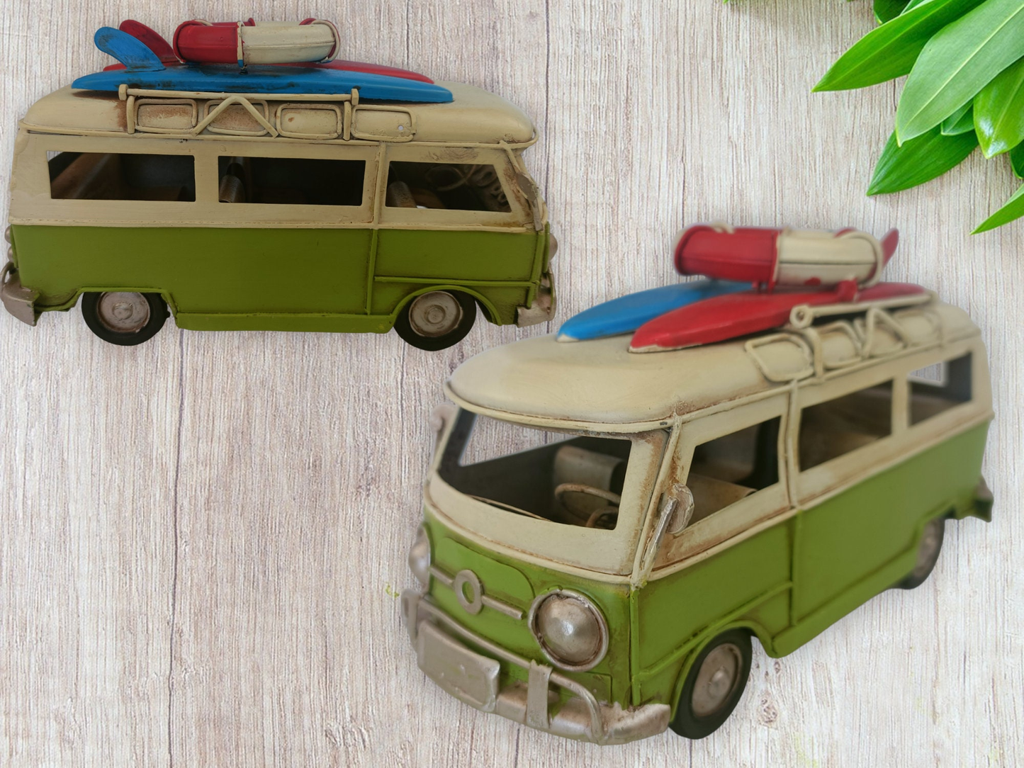 Metal 17cm VW Style Rustic Hand Painted Surf Campervan Model