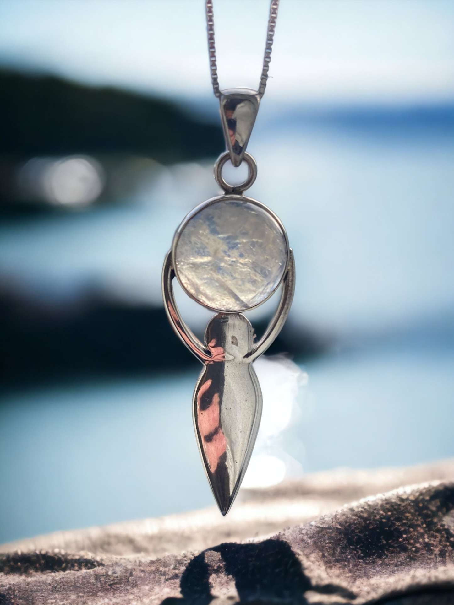 Sterling Silver Goddess with Moonstone Pendant