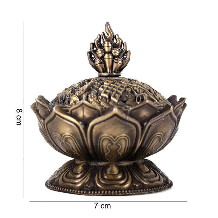 Metal brass effect lotus incense cone holder.