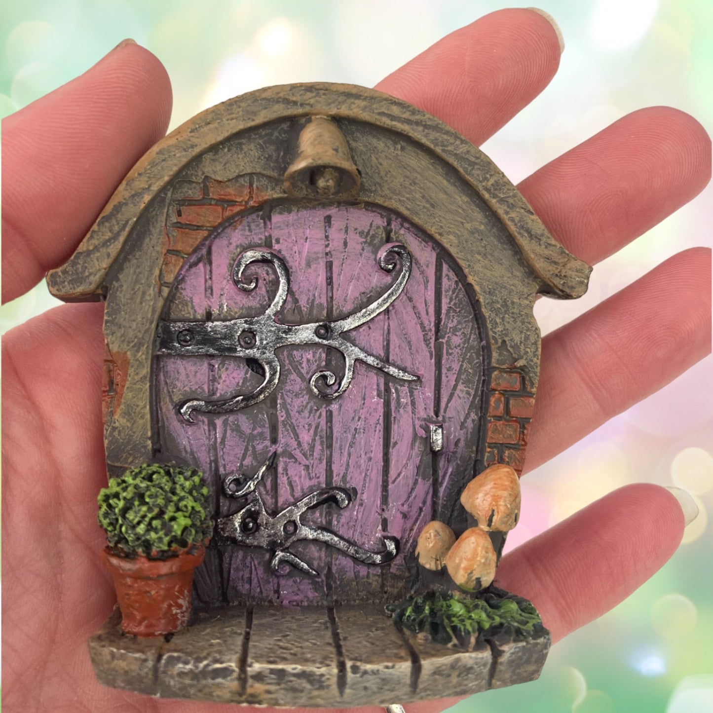 Miniature Purple Hobbit Pixie Elf Fairy Door - Height 7 cm - garden decoration