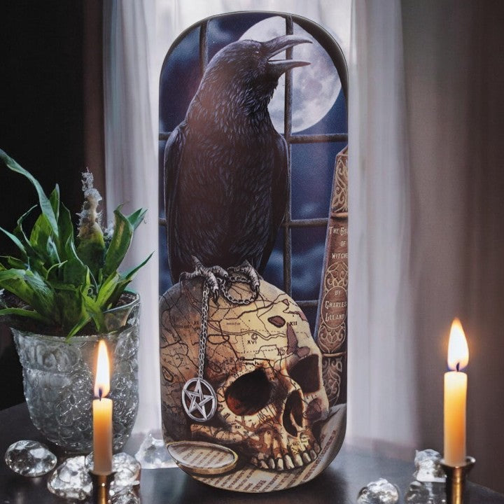 Salem Raven and Skull gothic glasses case - Artwork by Lisa Parker