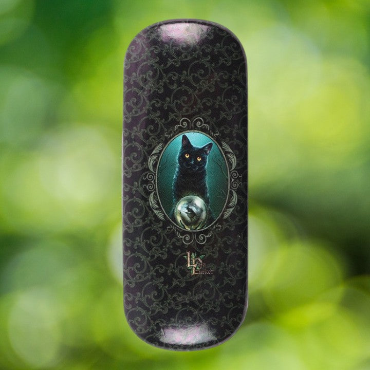 Rise of the Witches' black cat and crystal ball glasses case - Artwork by Lisa Parker