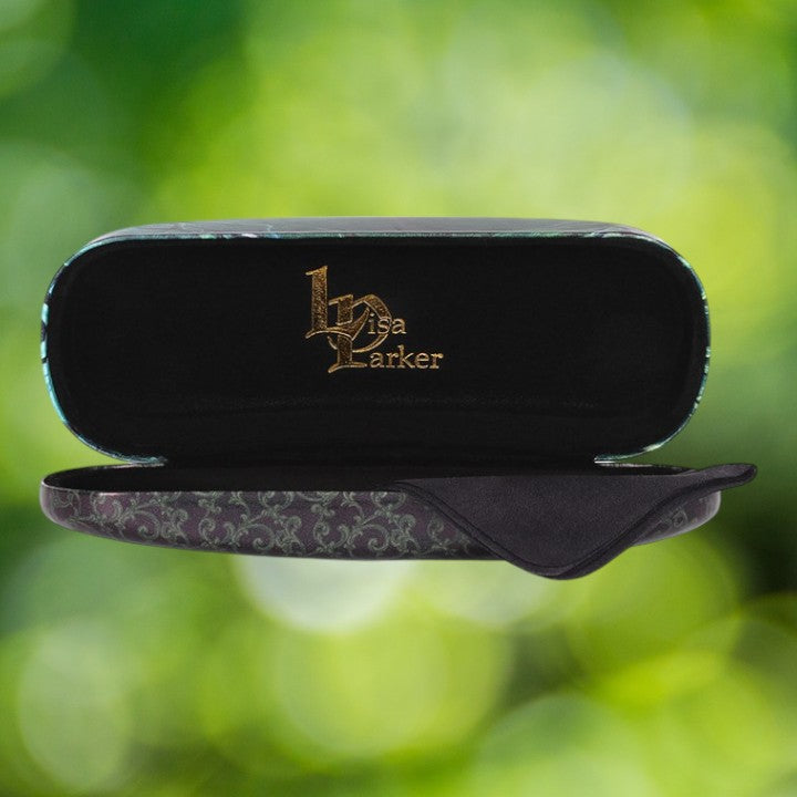 Rise of the Witches' black cat and crystal ball glasses case - Artwork by Lisa Parker