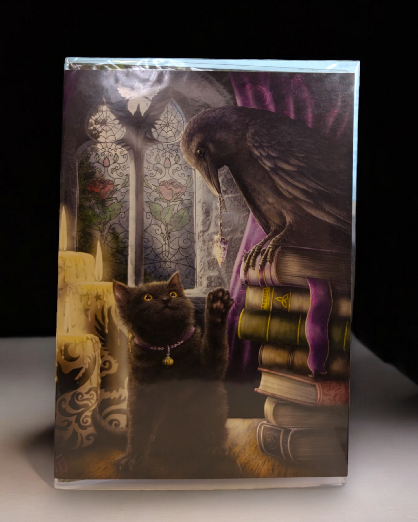 Fantasy Art Cards with Cats Witch Familiars