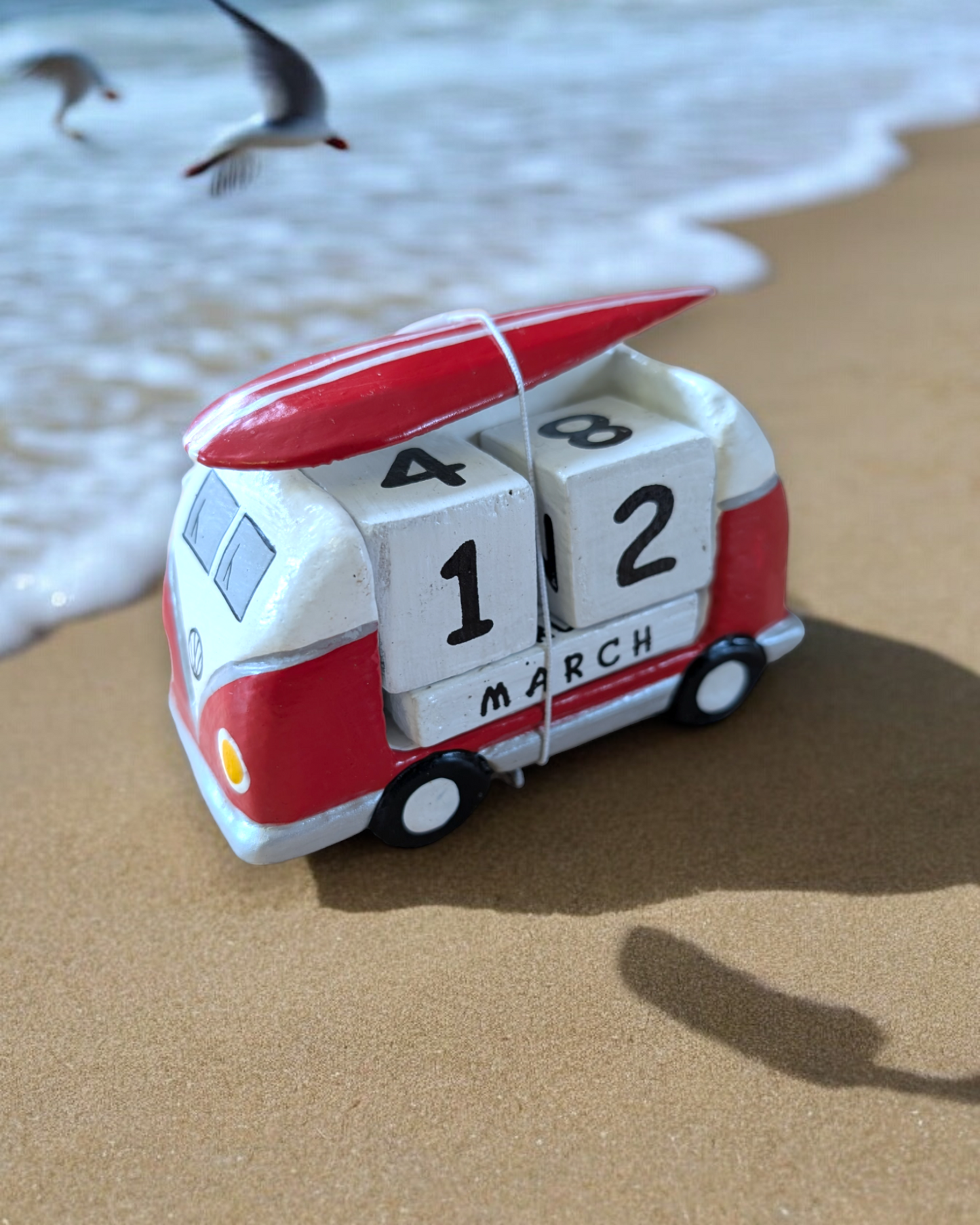 Fair Trade Rustic Small VW Style Perpetual Calendars Surf Run To The Sun