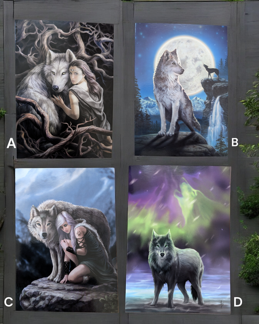 Wolf Blank Greeting Card  - Anne Stokes Art Soul Bond, Blue Moon, Aura Wolf, Protector