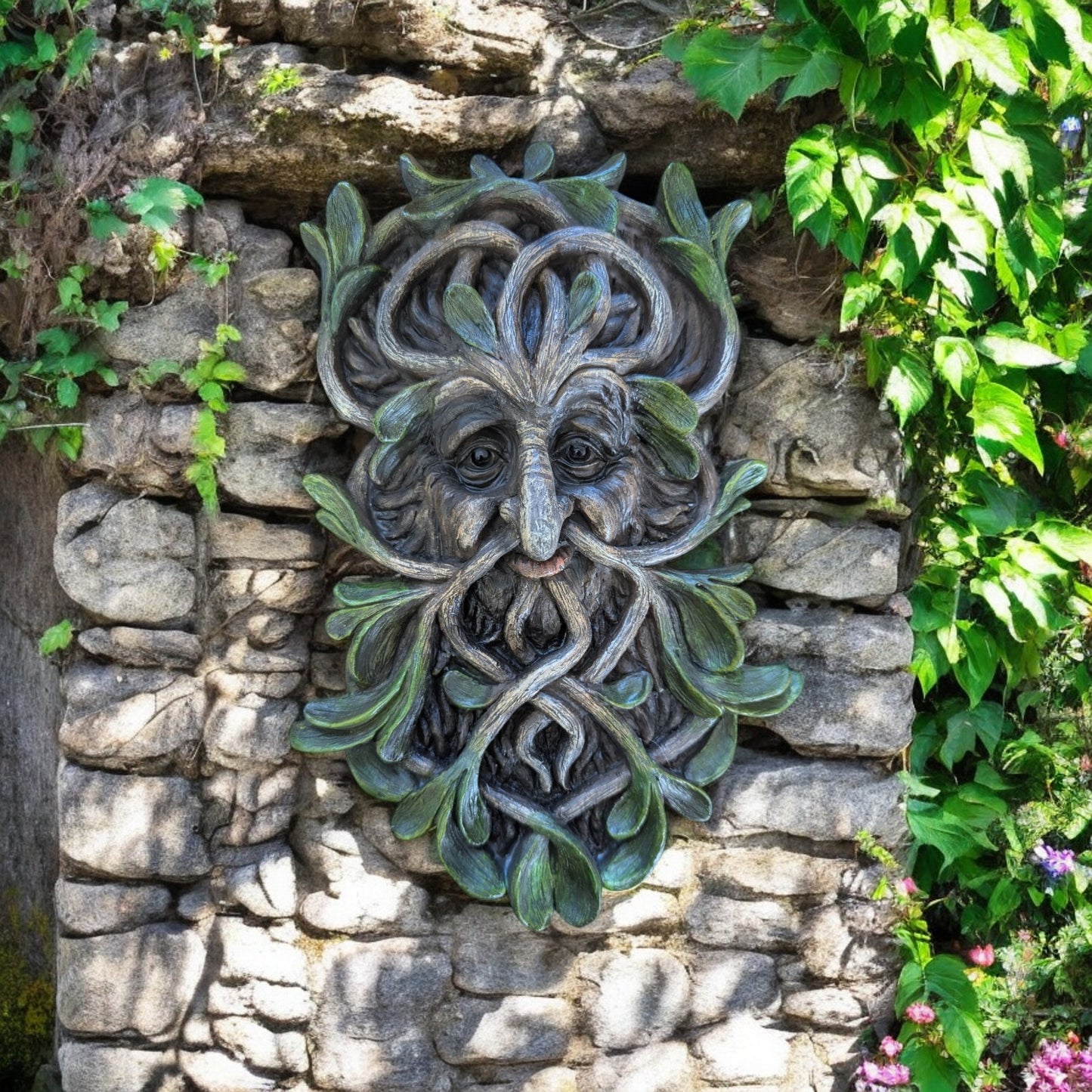 Large Greenman Garden wall plaque or pagan decor