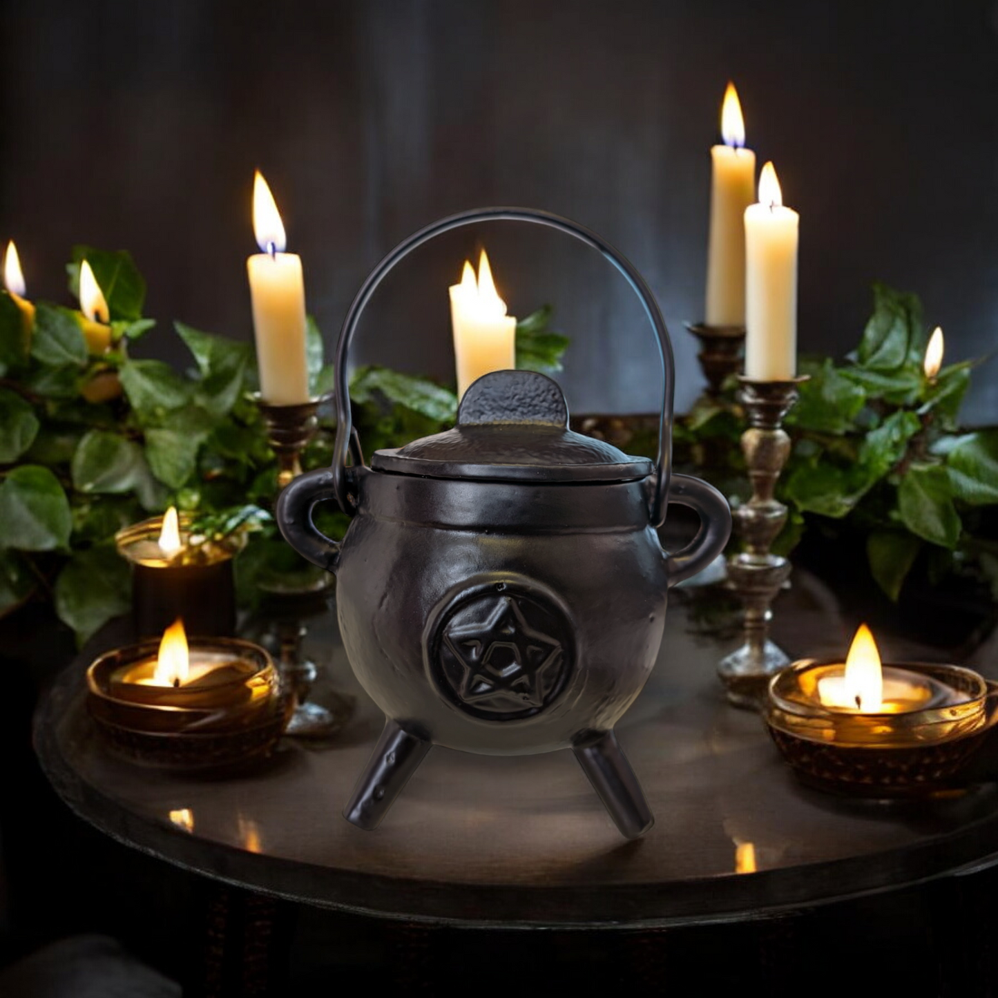 Cast Iron Pentagram Cauldron 11cm