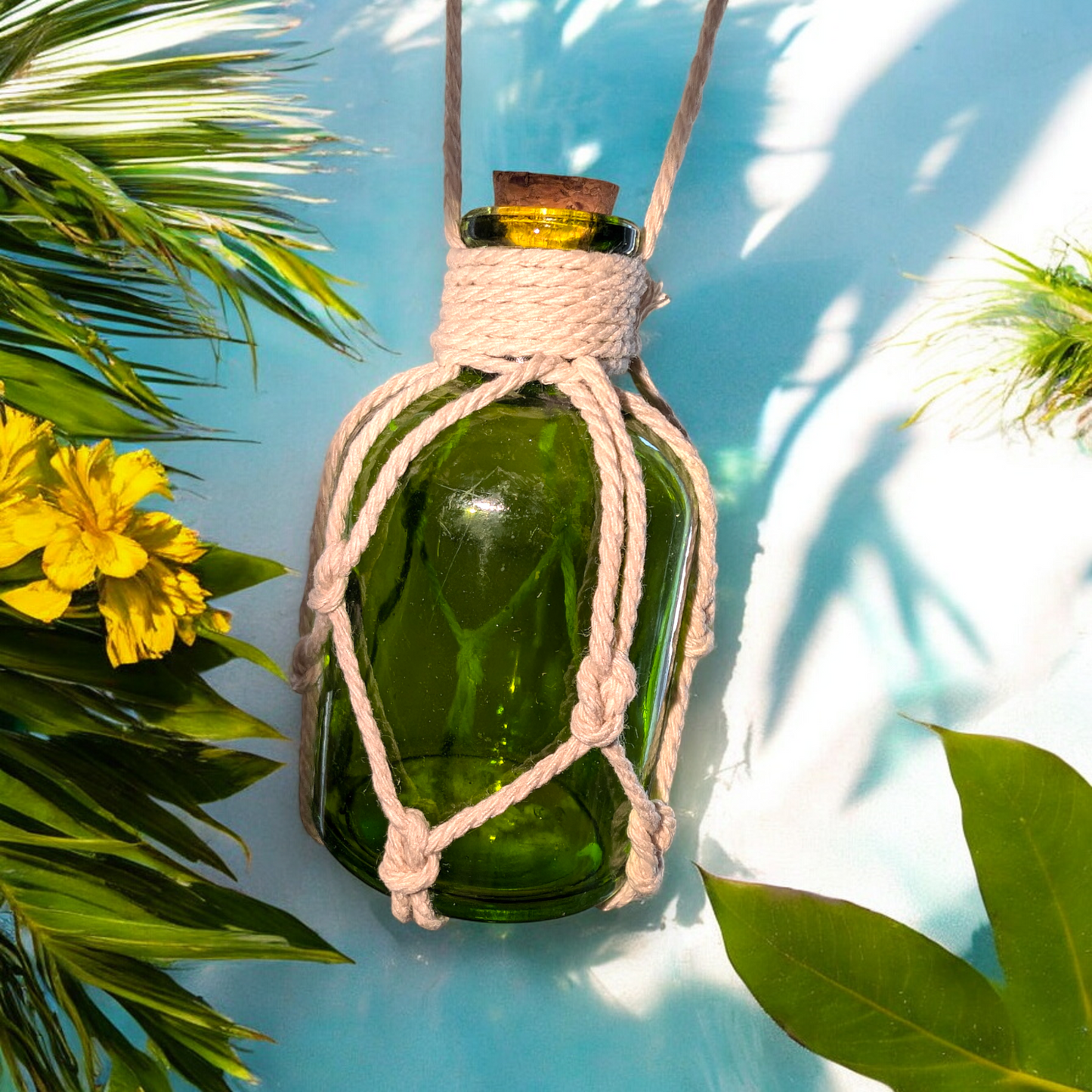 Small Coloured Glass Bottles with String