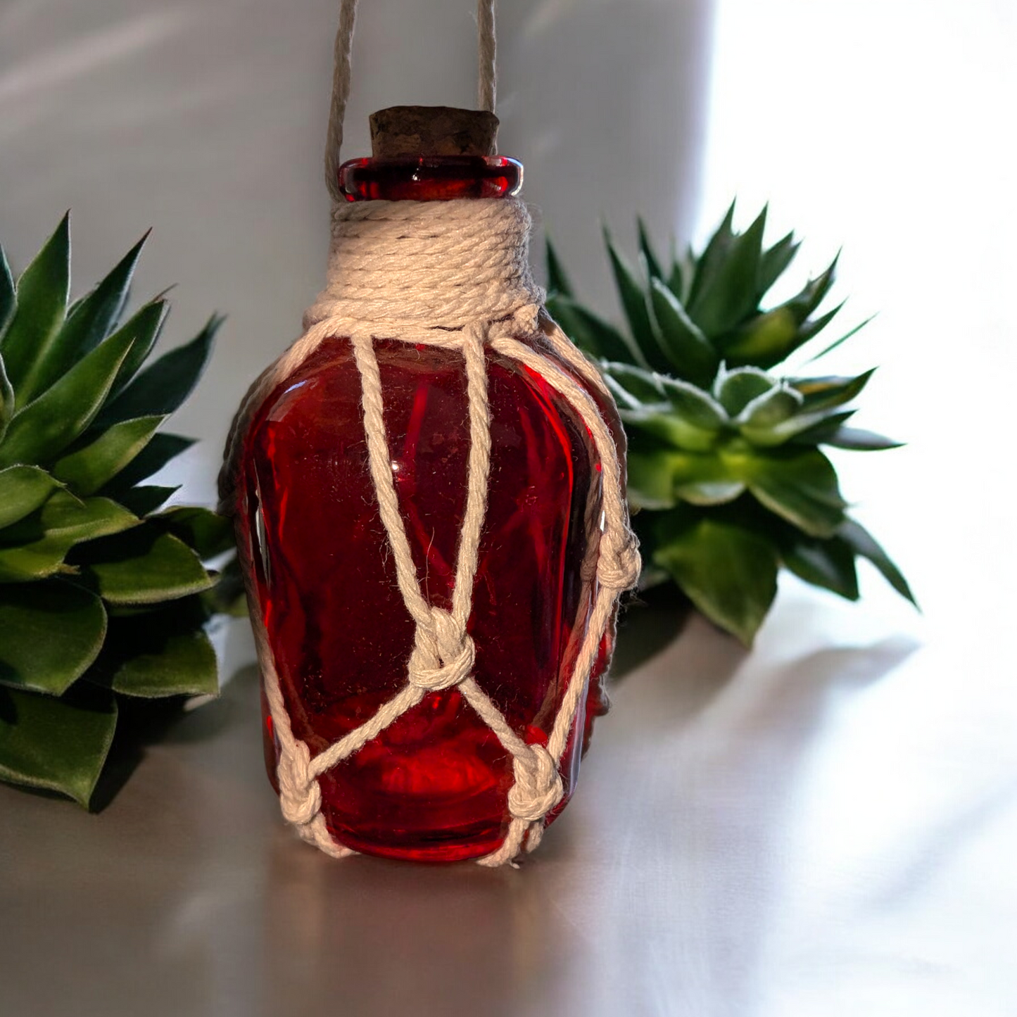 Small Coloured Glass Bottles with String