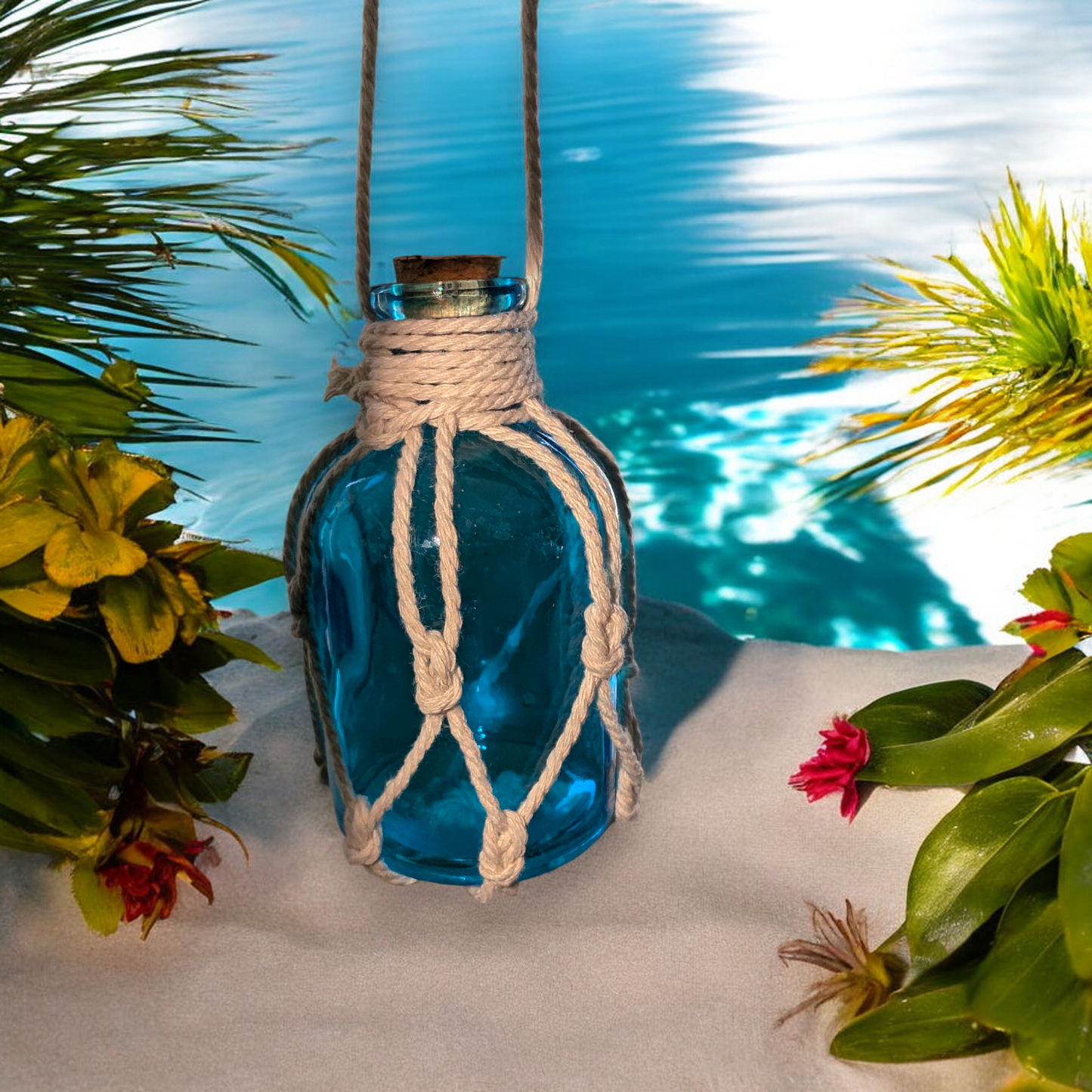 Small Coloured Glass Bottles with String