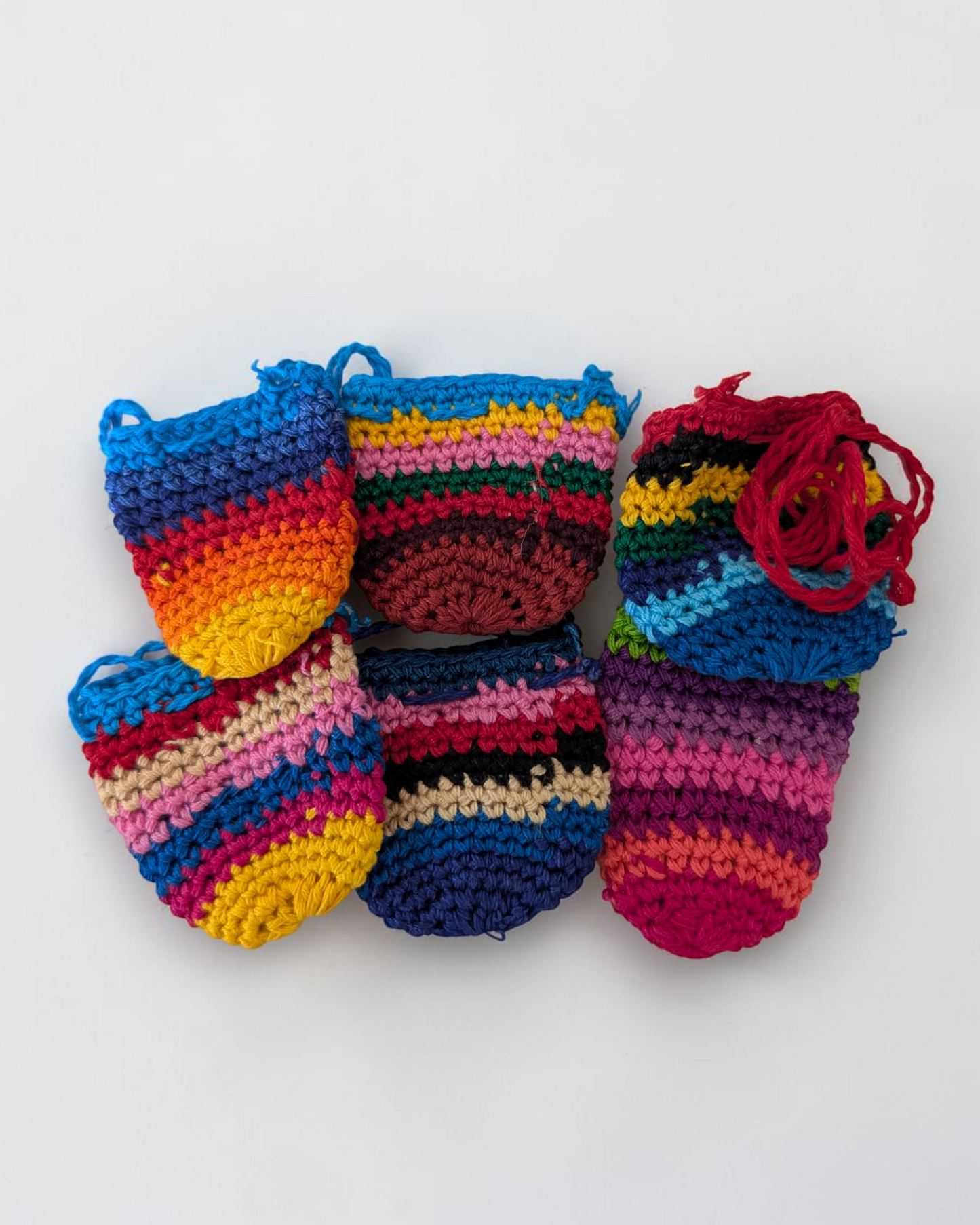 Fair Trade Crochet Rainbow Crystal Pouches