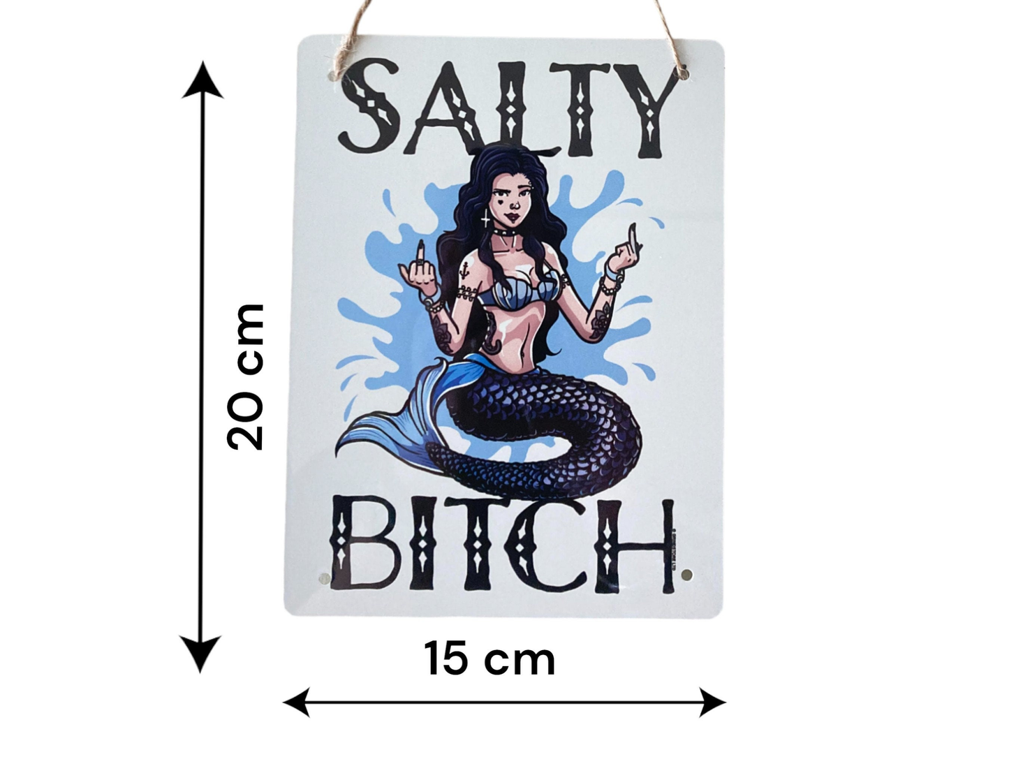 Salty B*tch metal wall sign - Wild swimming - surfer - ocean lover - sea swimmer - alternative - goth