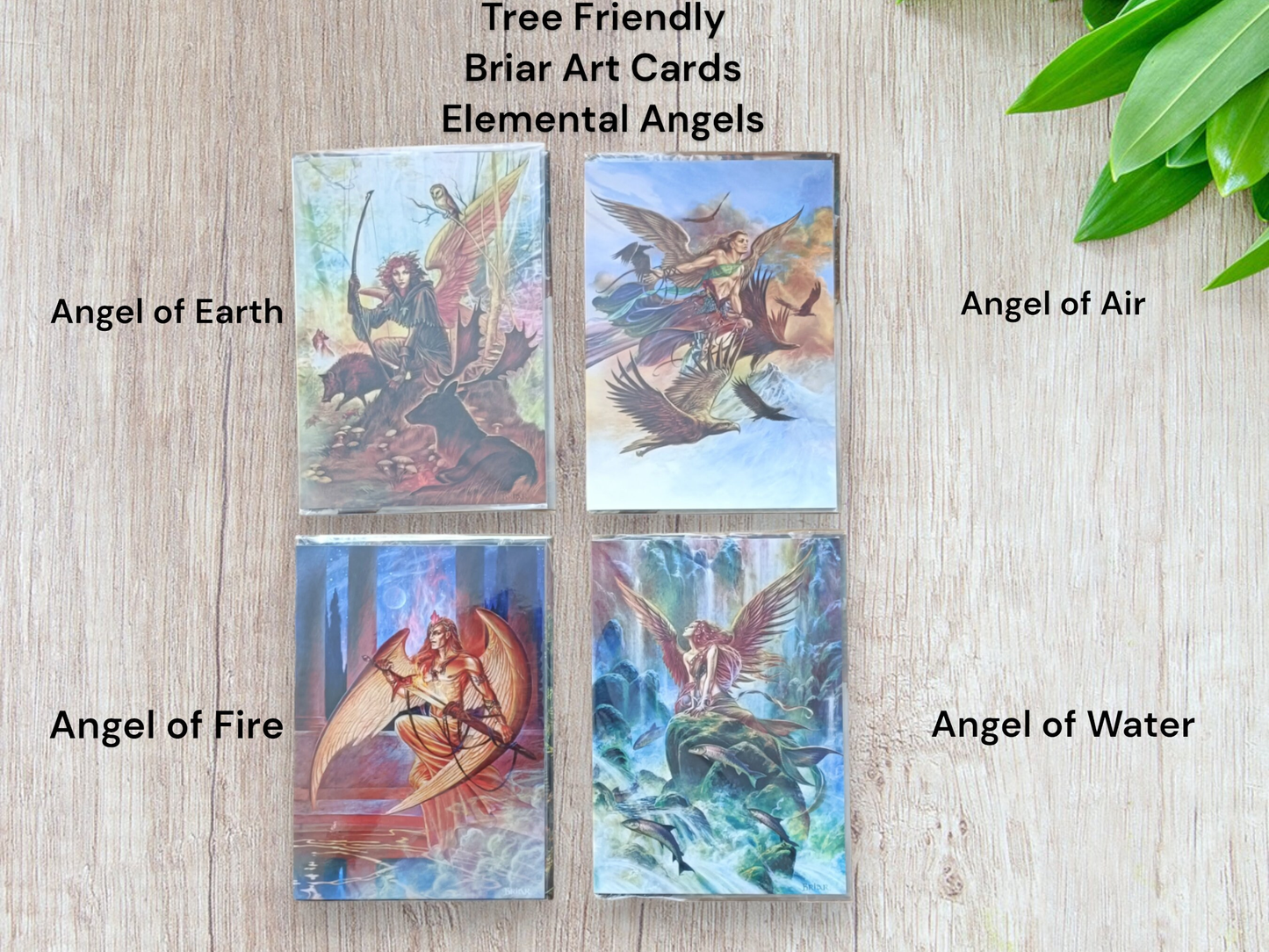 Elemental Angel Fantasy Art Cards by Briar Fire, Air, Water and Earth