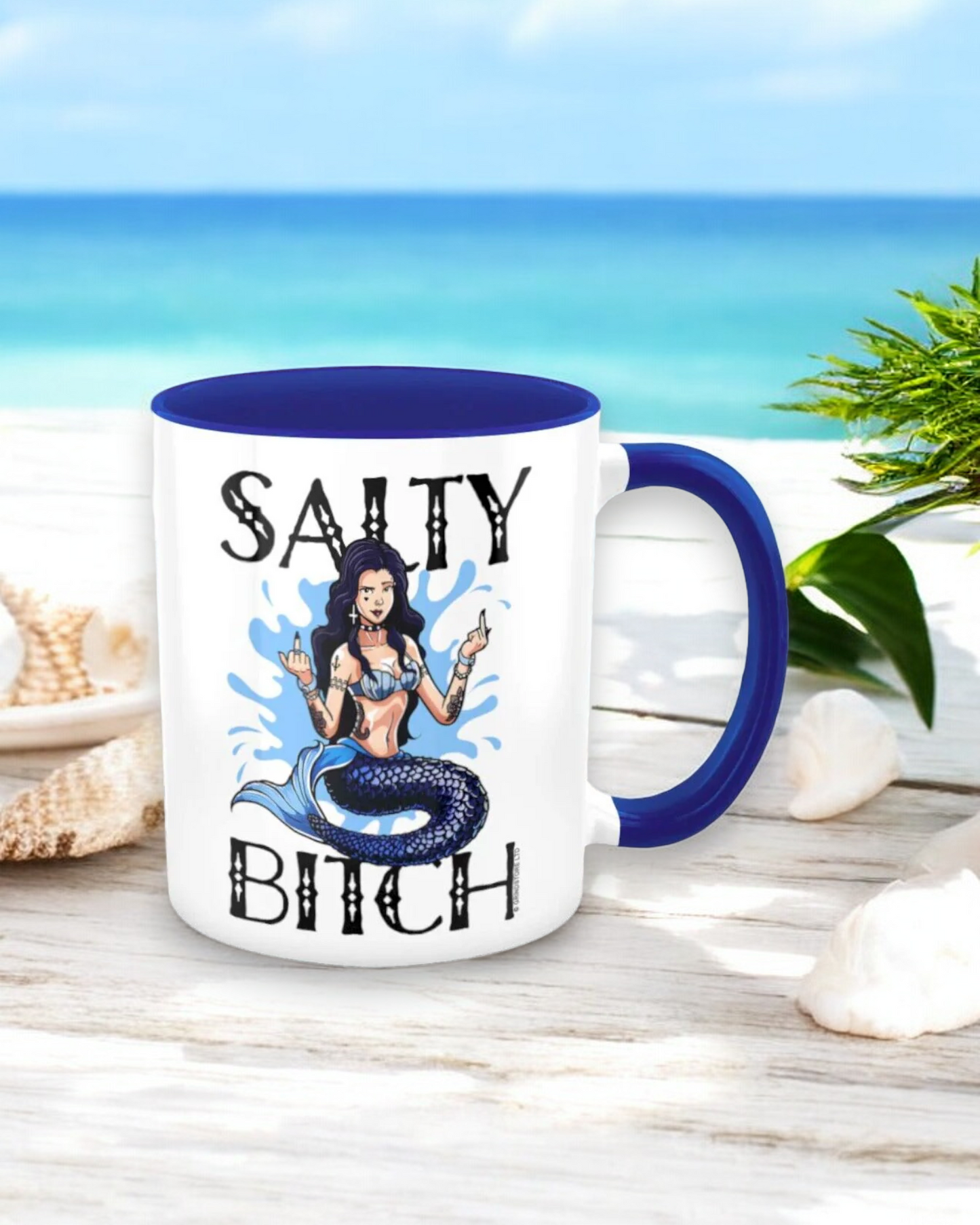 Salty Bitch Mermaid alternative mug - wild swimming/ocean lover/goth/tattoos