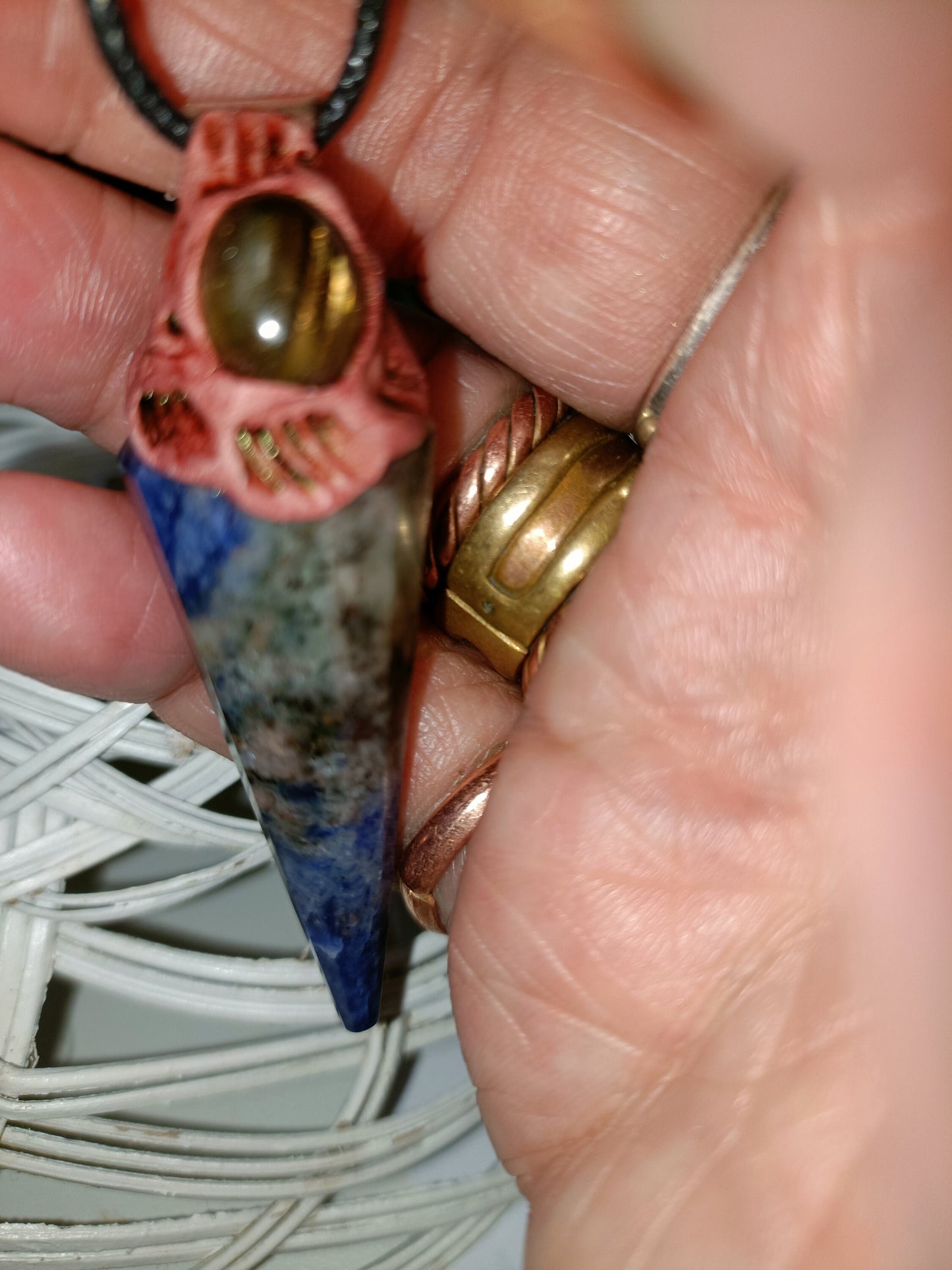 Hand Made Gemstone Point Pendants Lapis Aventurine and Kyanite