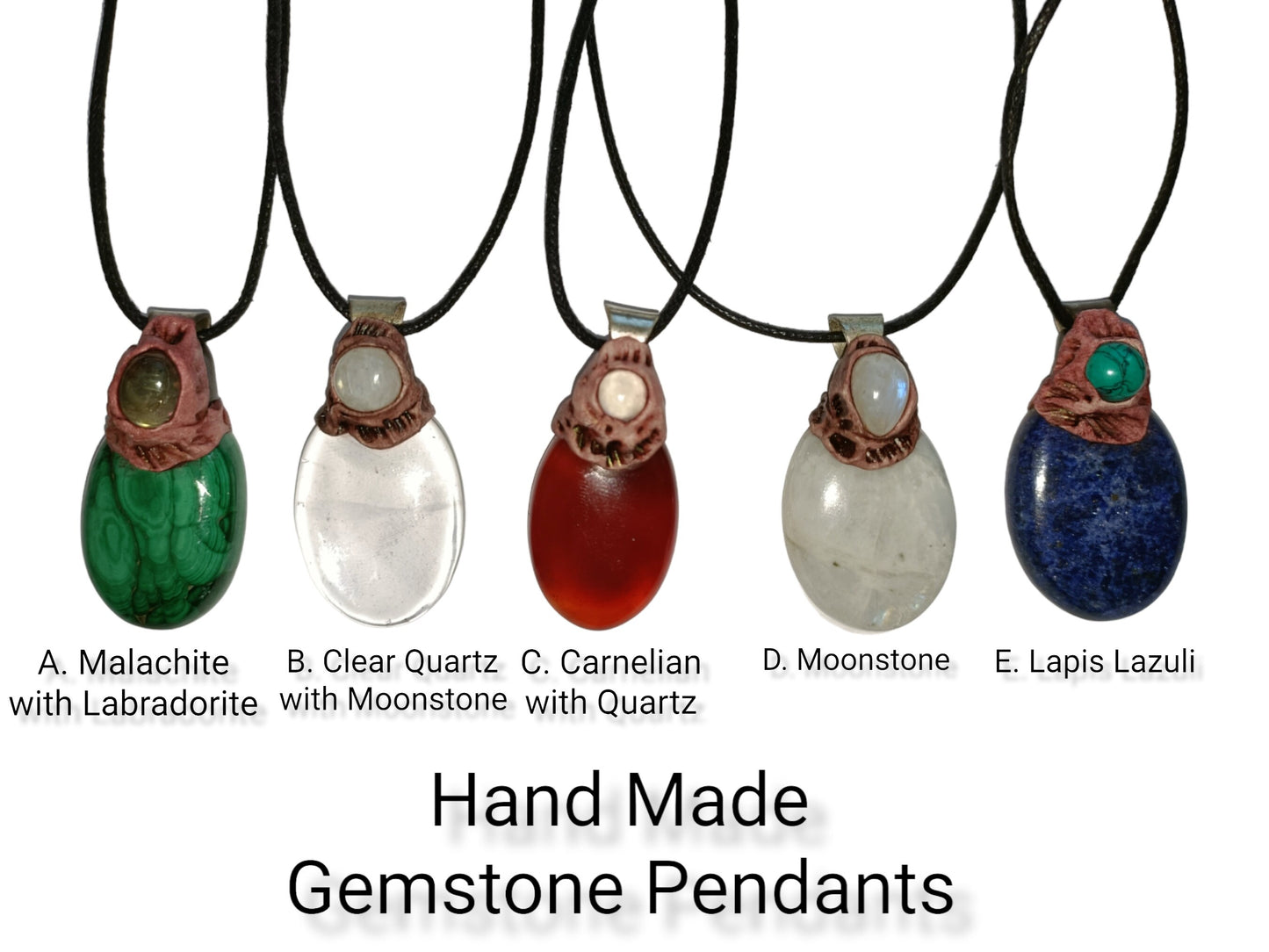 Hand Made Gemstone Oval Pendants Various