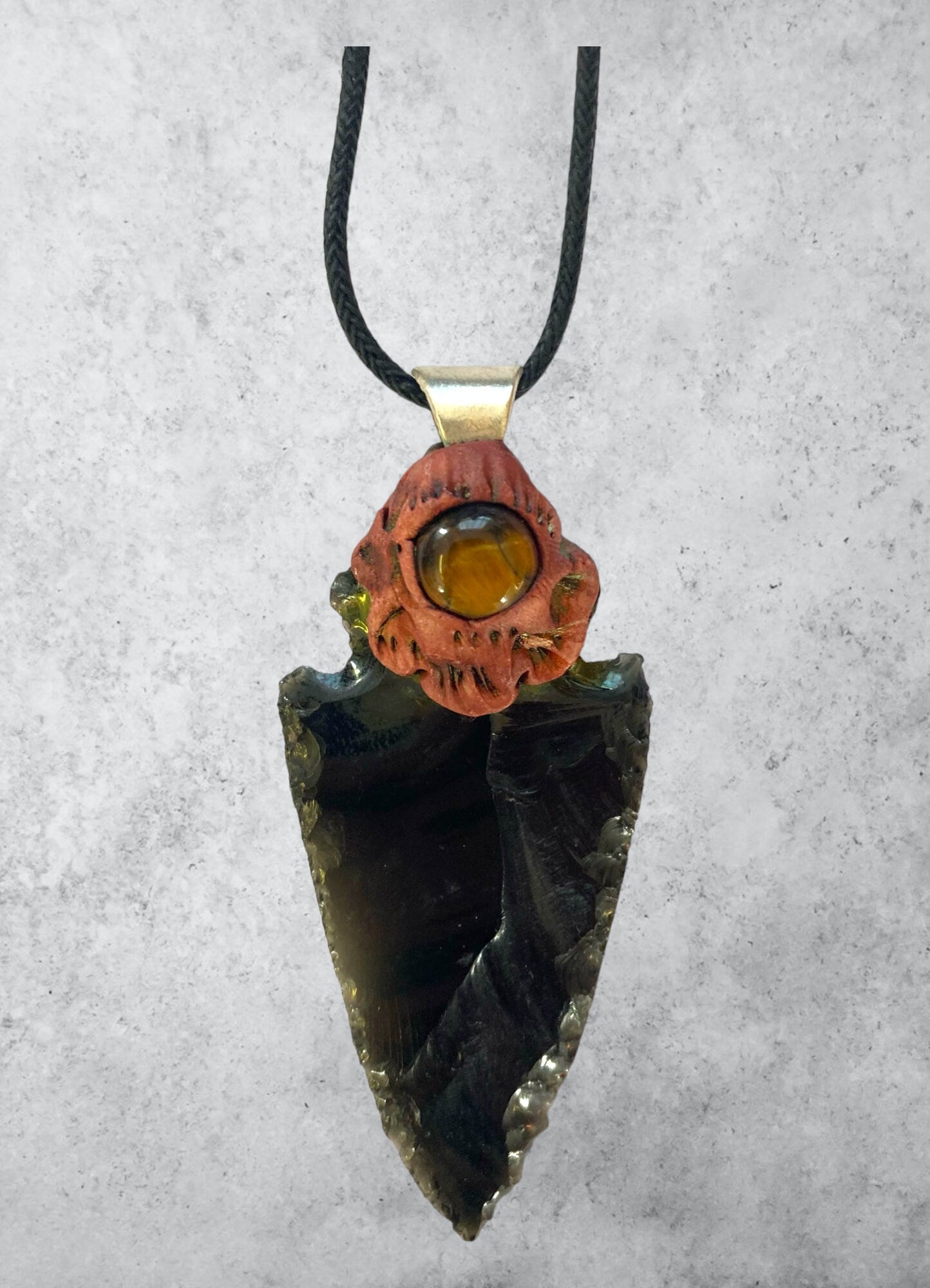 Black Obsidian Arrow Head Handmade Pendants with Gemstone