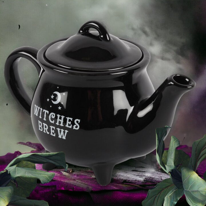 Witches Brew Teapot and Cauldron Mug Set Black 550ml Black Magic Range Witchcore