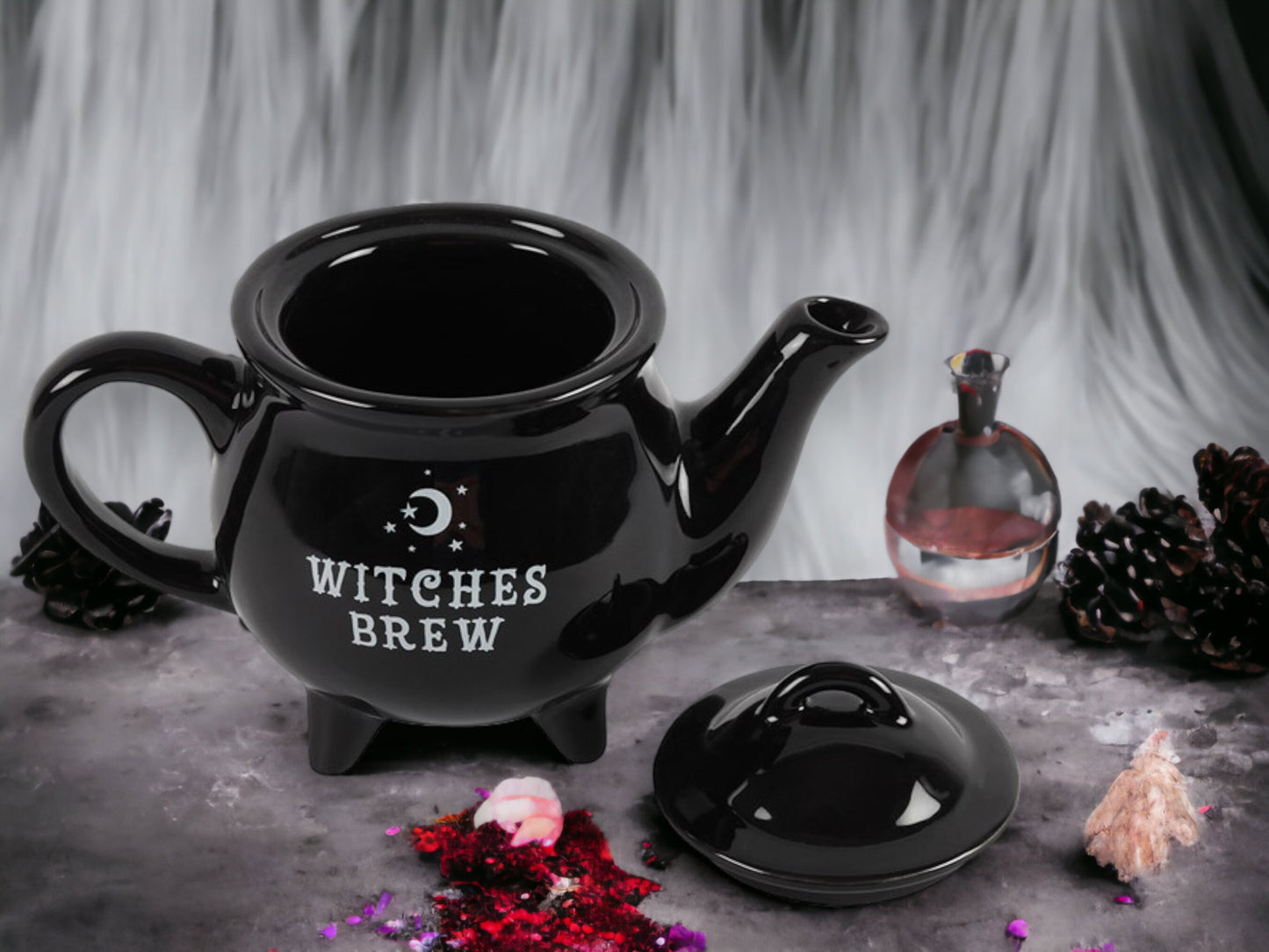 Witches Brew Teapot and Cauldron Mug Set Black 550ml Black Magic Range Witchcore