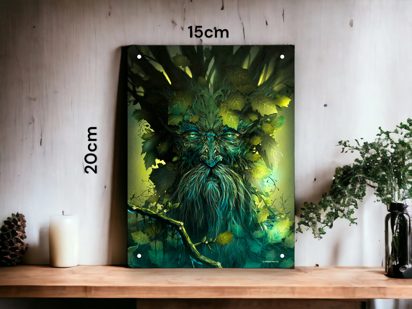 Mystical Green Man Mini Tin Sign - 20x15cm Pagan Wiccan Nature