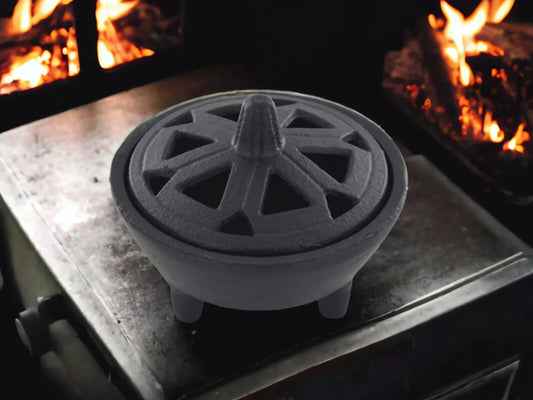 Large Cast Iron Wax Melt burner for Log Burner or loose Resin Incense & Charcoal