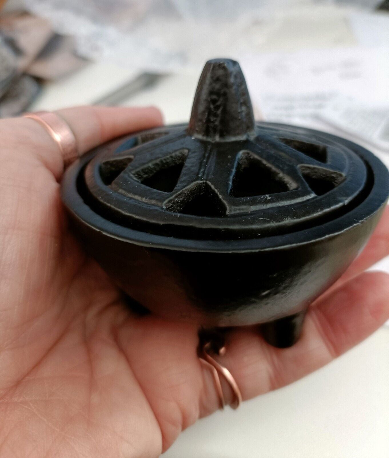 Cast Iron Small Burner Incense Wax Melts Log Fire 8.5cm