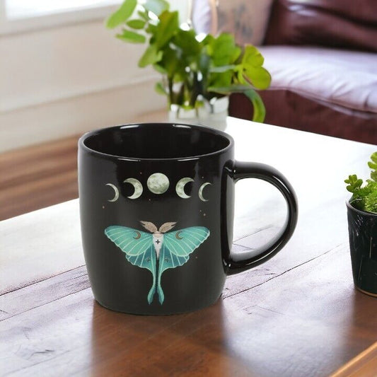 Luna Moth Mystical Mug with moon phases - Magical/Mystical/Boho/Fairycore