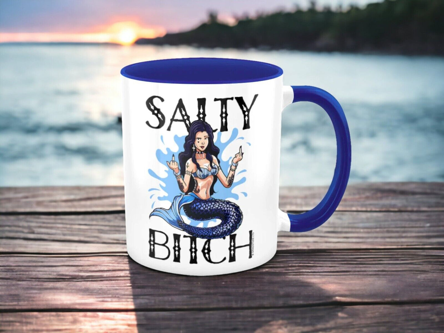 Salty Bitch Mermaid alternative mug - wild swimming/ocean lover/goth/tattoos