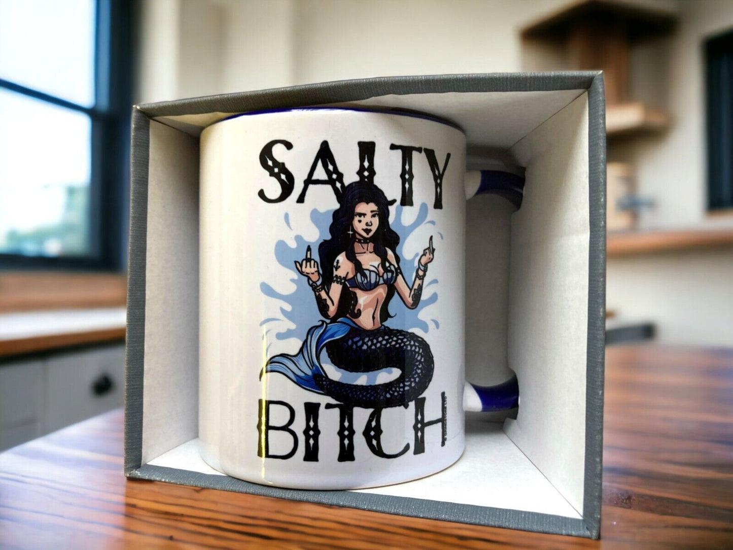 Salty Bitch Mermaid alternative mug - wild swimming/ocean lover/goth/tattoos